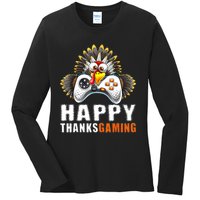 Funny Video Game Console Turkey Thanksgiving Gamers Gaming Ladies Long Sleeve Shirt