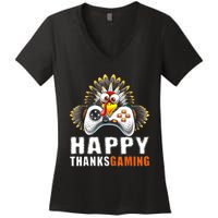 Funny Video Game Console Turkey Thanksgiving Gamers Gaming Women's V-Neck T-Shirt