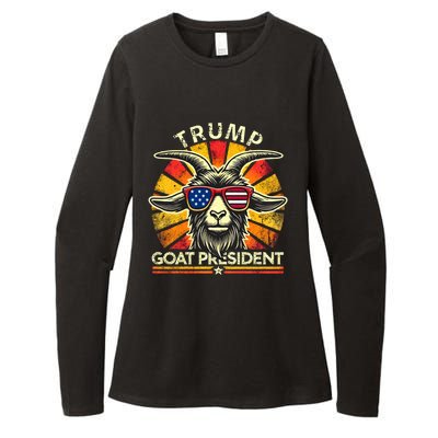 Funny Vintage Goat Trump 45th President Election 2024 Gift Womens CVC Long Sleeve Shirt