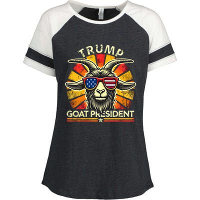 Funny Vintage Goat Trump 45th President Election 2024 Gift Enza Ladies Jersey Colorblock Tee