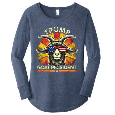 Funny Vintage Goat Trump 45th President Election 2024 Gift Women's Perfect Tri Tunic Long Sleeve Shirt