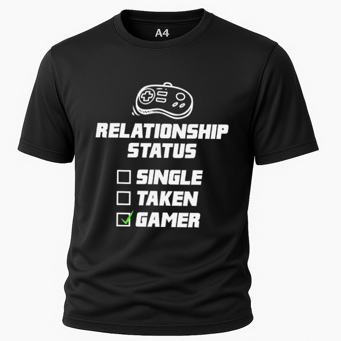 Funny Video Gamer Humor Relationship Status Single Taken Cooling Performance Crew T-Shirt