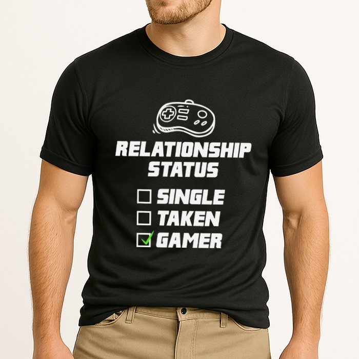 Funny Video Gamer Humor Relationship Status Single Taken Cooling Performance Crew T-Shirt