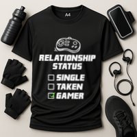 Funny Video Gamer Humor Relationship Status Single Taken Cooling Performance Crew T-Shirt