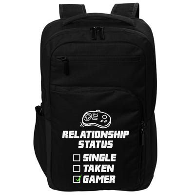 Funny Video Gamer Humor Relationship Status Single Taken Impact Tech Backpack