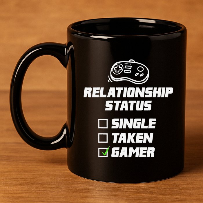 Funny Video Gamer Humor Relationship Status Single Taken 11oz C Handle Ceramic Mug