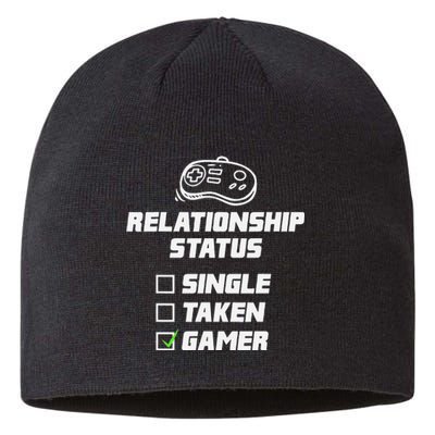 Funny Video Gamer Humor Relationship Status Single Taken Sustainable Beanie