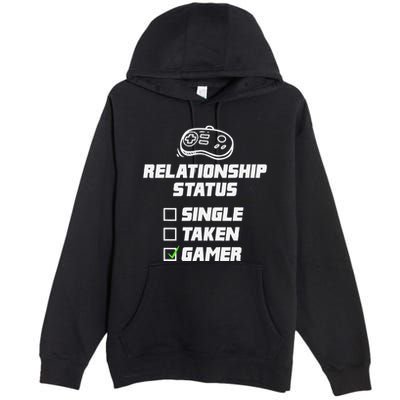 Funny Video Gamer Humor Relationship Status Single Taken Premium Pullover Hoodie