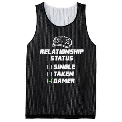 Funny Video Gamer Humor Relationship Status Single Taken Mesh Reversible Basketball Jersey Tank