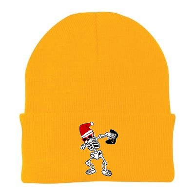 Funny Video Game Santa Dabbing Skeleton Christmas Gift Funny Gift Knit Cap Winter Beanie