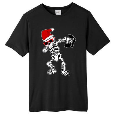 Funny Video Game Santa Dabbing Skeleton Christmas Gift Funny Gift Tall Fusion ChromaSoft Performance T-Shirt