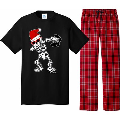 Funny Video Game Santa Dabbing Skeleton Christmas Gift Funny Gift Pajama Set