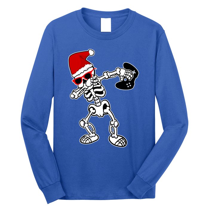 Funny Video Game Santa Dabbing Skeleton Christmas Gift Funny Gift Long Sleeve Shirt