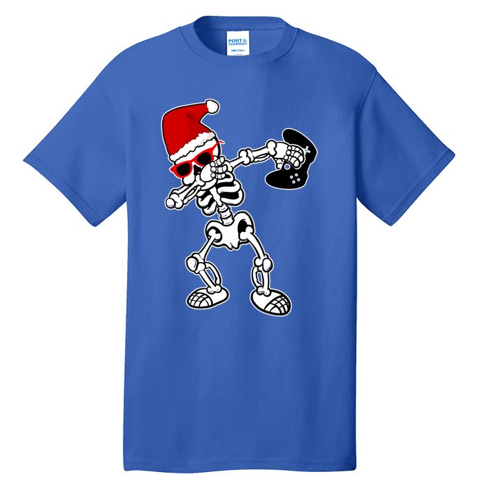 Funny Video Game Santa Dabbing Skeleton Christmas Gift Funny Gift Tall T-Shirt