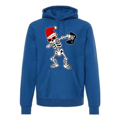 Funny Video Game Santa Dabbing Skeleton Christmas Gift Funny Gift Premium Hoodie