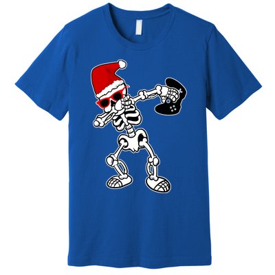 Funny Video Game Santa Dabbing Skeleton Christmas Gift Funny Gift Premium T-Shirt