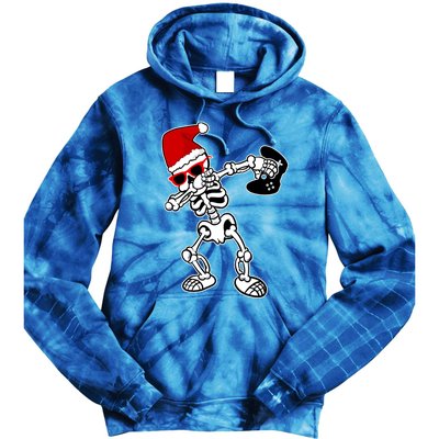 Funny Video Game Santa Dabbing Skeleton Christmas Gift Funny Gift Tie Dye Hoodie