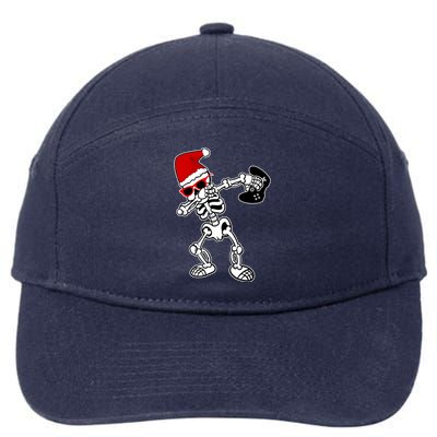 Funny Video Game Santa Dabbing Skeleton Christmas Gift Funny Gift 7-Panel Snapback Hat