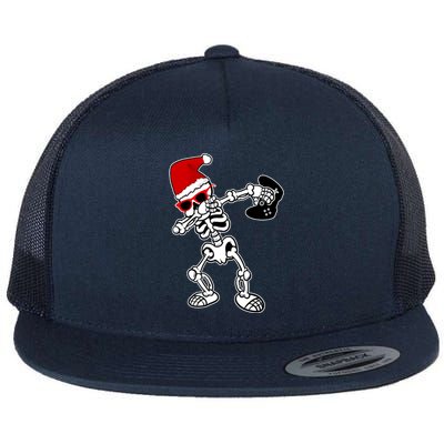 Funny Video Game Santa Dabbing Skeleton Christmas Gift Funny Gift Flat Bill Trucker Hat