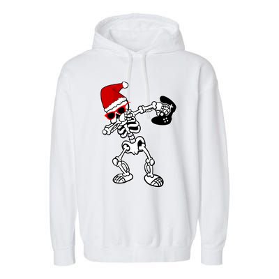 Funny Video Game Santa Dabbing Skeleton Christmas Gift Funny Gift Garment-Dyed Fleece Hoodie