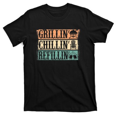 Funny Vintage Grill Dad Grilling Chilling Refilling T-Shirt