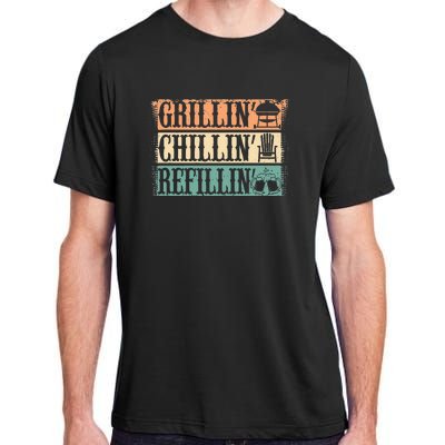 Funny Vintage Grill Dad Grilling Chilling Refilling Adult ChromaSoft Performance T-Shirt