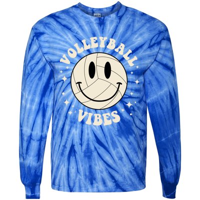 Funny Volleyball Gift Mom Volleyball Vibes Smile Face Meme Great Gift Tie-Dye Long Sleeve Shirt