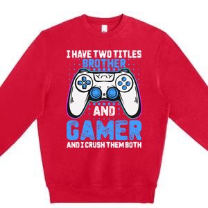 Funny Video Gamer Video Games Lover Geek Gaming Brother Gift Premium Crewneck Sweatshirt