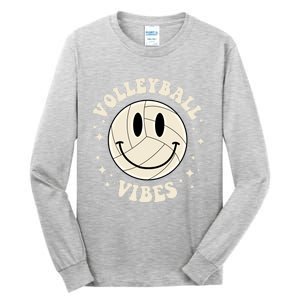 Funny Volleyball Gift Mom Volleyball Vibes Smile Face Meme Funny Gift Tall Long Sleeve T-Shirt