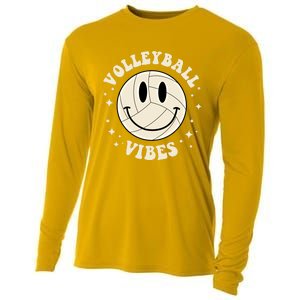 Funny Volleyball Gift Mom Volleyball Vibes Smile Face Meme Funny Gift Cooling Performance Long Sleeve Crew