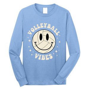 Funny Volleyball Gift Mom Volleyball Vibes Smile Face Meme Funny Gift Long Sleeve Shirt