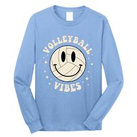 Funny Volleyball Gift Mom Volleyball Vibes Smile Face Meme Funny Gift Long Sleeve Shirt