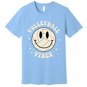 Funny Volleyball Gift Mom Volleyball Vibes Smile Face Meme Funny Gift Premium T-Shirt