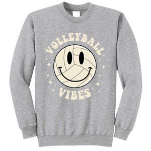 Funny Volleyball Gift Mom Volleyball Vibes Smile Face Meme Funny Gift Tall Sweatshirt