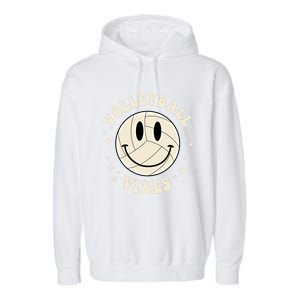 Funny Volleyball Gift Mom Volleyball Vibes Smile Face Meme Funny Gift Garment-Dyed Fleece Hoodie