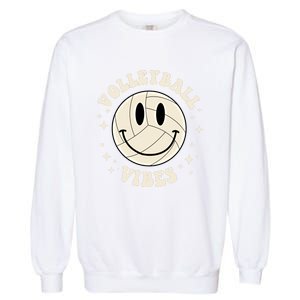 Funny Volleyball Gift Mom Volleyball Vibes Smile Face Meme Funny Gift Garment-Dyed Sweatshirt