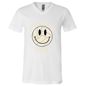 Funny Volleyball Gift Mom Volleyball Vibes Smile Face Meme Funny Gift V-Neck T-Shirt