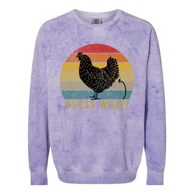 Funny Vintage Guess What? Chicken Butt! Farm Chicken Butt Gift Colorblast Crewneck Sweatshirt