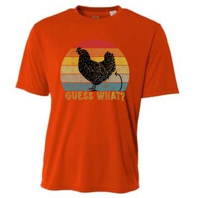 Funny Vintage Guess What? Chicken Butt! Farm Chicken Butt Gift Cooling Performance Crew T-Shirt