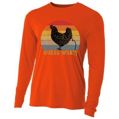 Funny Vintage Guess What? Chicken Butt! Farm Chicken Butt Gift Cooling Performance Long Sleeve Crew