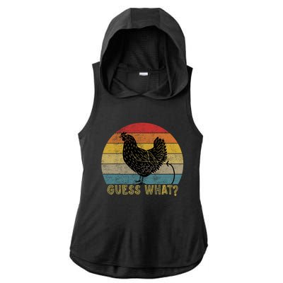 Funny Vintage Guess What? Chicken Butt! Farm Chicken Butt Gift Ladies PosiCharge Tri-Blend Wicking Draft Hoodie Tank