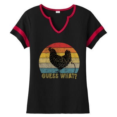 Funny Vintage Guess What? Chicken Butt! Farm Chicken Butt Gift Ladies Halftime Notch Neck Tee