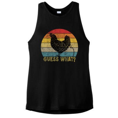 Funny Vintage Guess What? Chicken Butt! Farm Chicken Butt Gift Ladies PosiCharge Tri-Blend Wicking Tank