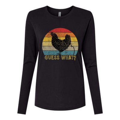 Funny Vintage Guess What? Chicken Butt! Farm Chicken Butt Gift Womens Cotton Relaxed Long Sleeve T-Shirt