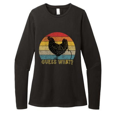 Funny Vintage Guess What? Chicken Butt! Farm Chicken Butt Gift Womens CVC Long Sleeve Shirt