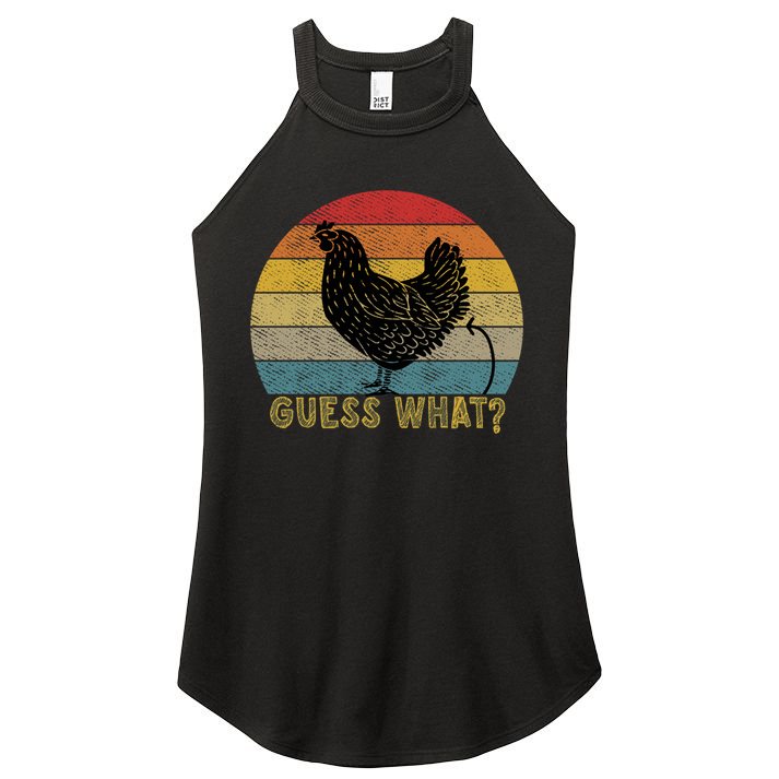 Funny Vintage Guess What? Chicken Butt! Farm Chicken Butt Gift Women's Perfect Tri Rocker Tank