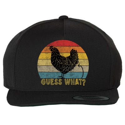 Funny Vintage Guess What? Chicken Butt! Farm Chicken Butt Gift Wool Snapback Cap