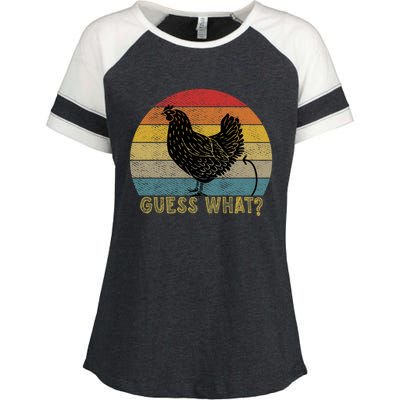 Funny Vintage Guess What? Chicken Butt! Farm Chicken Butt Gift Enza Ladies Jersey Colorblock Tee