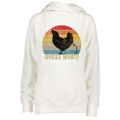 Funny Vintage Guess What? Chicken Butt! Farm Chicken Butt Gift Womens Funnel Neck Pullover Hood