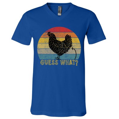 Funny Vintage Guess What? Chicken Butt! Farm Chicken Butt Gift V-Neck T-Shirt